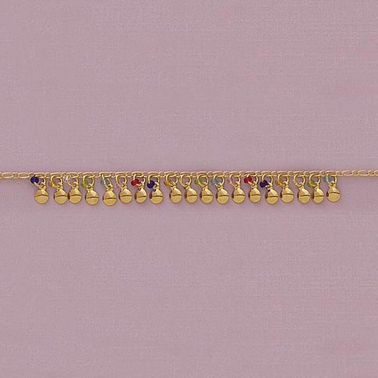 10" Multicolor Gold Dangling Ball Anklet - X4294