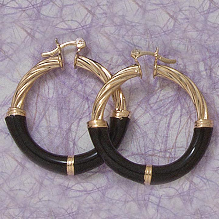 Black Twist Hoop Earrings - X2313