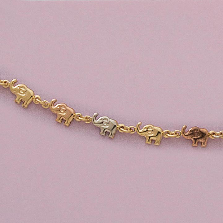10" Elephant Tri-Color Anklet - X4367