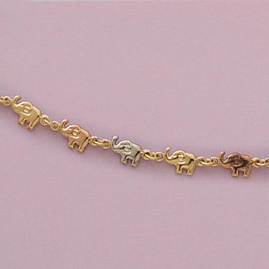 10" Elephant Tri-Color Anklet - X4367