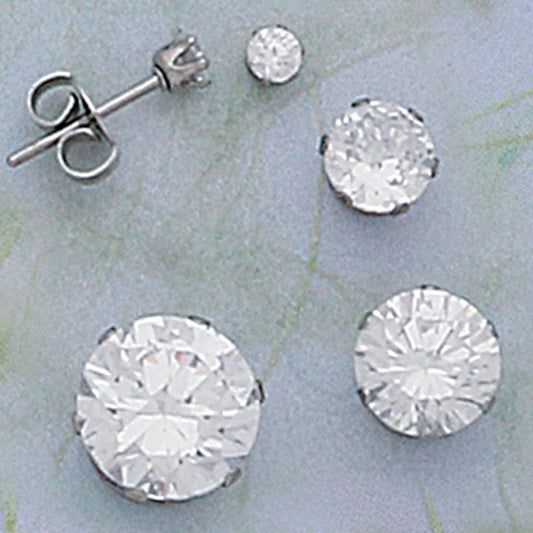 SS Round CZ Earrings Set (4 pairs one price) - X6290