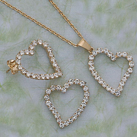 Heart CZ Earring, Pendant & 18" Necklace Set - X6288
