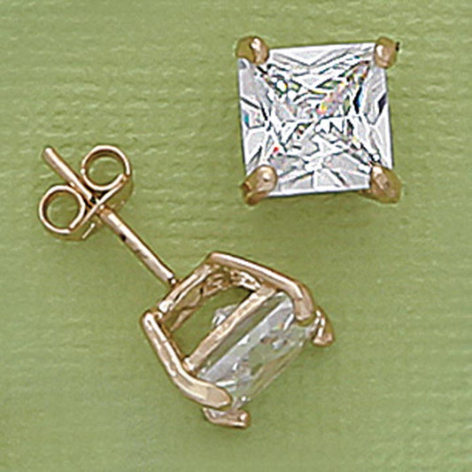 Square CZ 8mm Stud Earrings - X2263