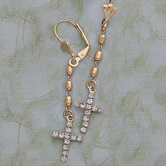 CZ Cross Dangling Earrings - X5708