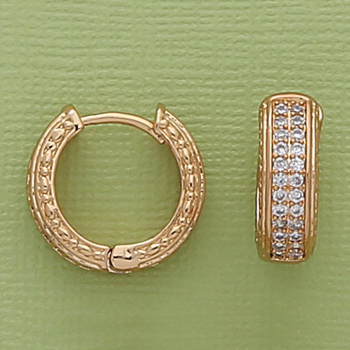 Double Row CZ 20mm Huggie Earrings - X2414