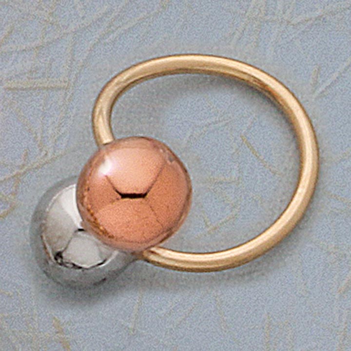 Tri-Color 15mm Two Ball Ring - XR641