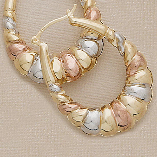 Tri-Color 45mm Puffed Shrimp Earrings - X2488