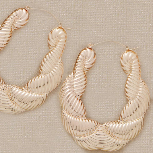 Large Braid 80mm Puffed Earrings - X2468