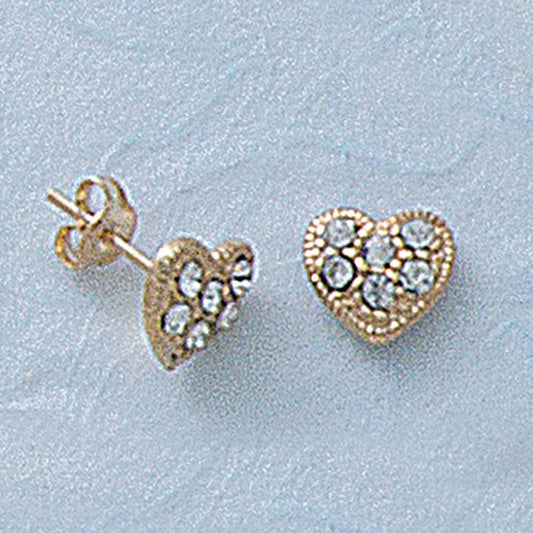 Small Pave Heart Post Earrings - X2332