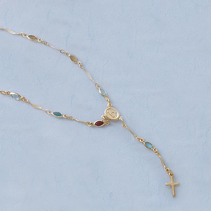 18" Rosary Colored Stone Necklace - X6225