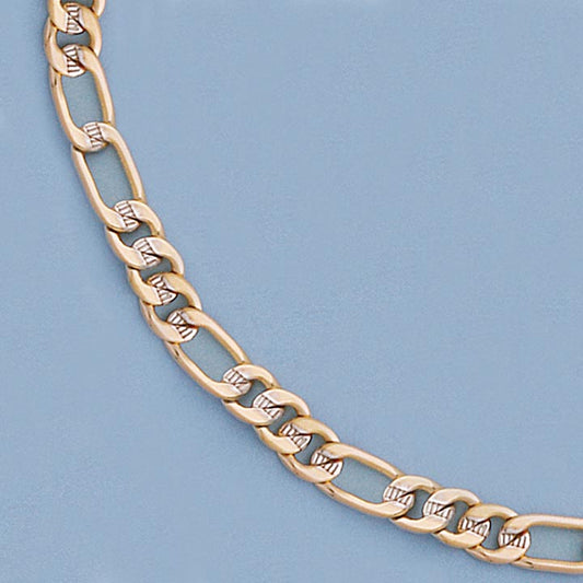 Two-Tone 6mm Etched Figaro Bracelet or Necklace - X3285