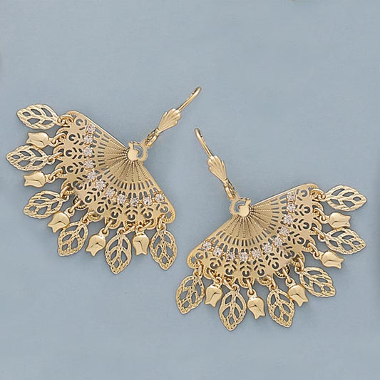 CZ Fan Dangling Earrings - X2471