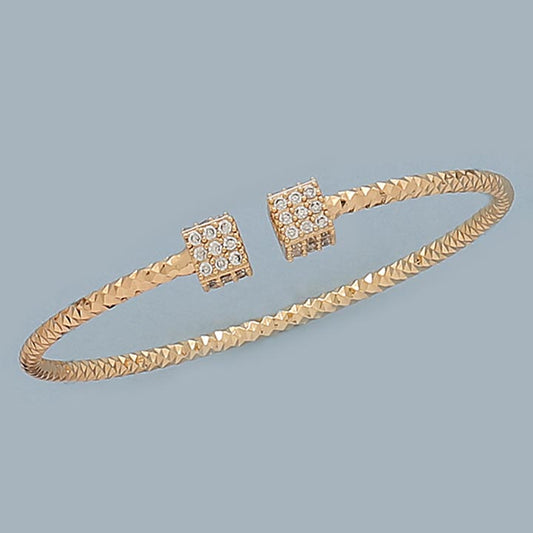 Pave Stone Double Square Bangle - XB418