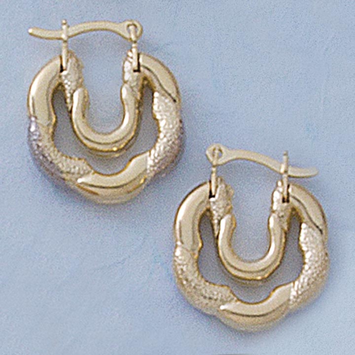 18mm Two-Tone Puffed Earrings - X2081