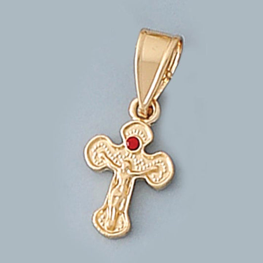 15mm Red Stone Crucifix Pendant - X5808