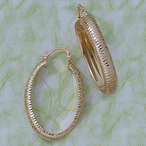 35mm Oval Diamond Cut Hoop Earrings - X2122