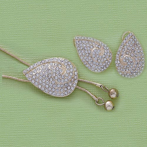 Pave Earrings, Pendant and & 22" Necklace Set - X6280