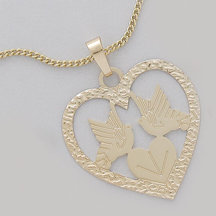 Heart & Doves Pendant & 20" Necklace Set - X6281