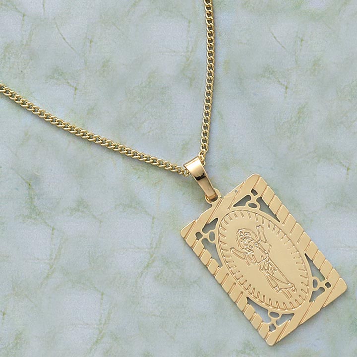 29mm Etched Religious Pendant & 20" Necklace Set - X6284