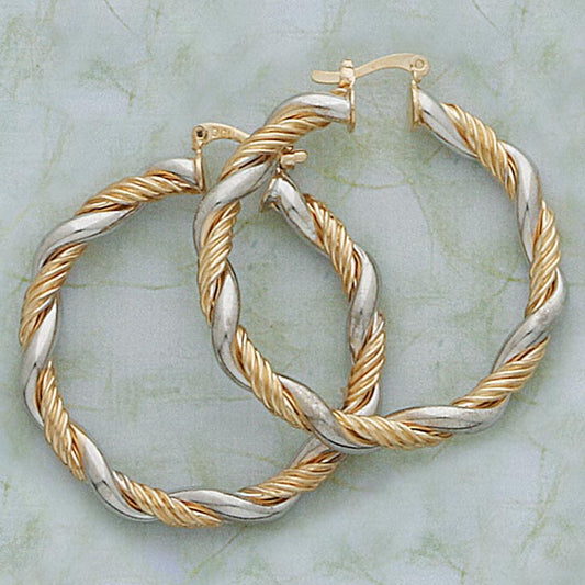 42mm Two-Tone Twist Hoop Earrings - X2498