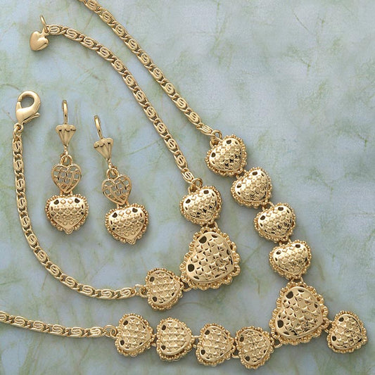 Filigree Heart Earring, Pendant & 20" Necklace Set - X6285