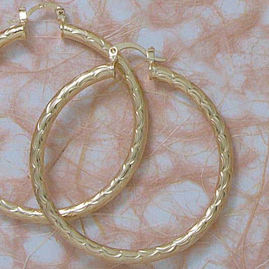 50mm Etched Hoop Earrings - X2176