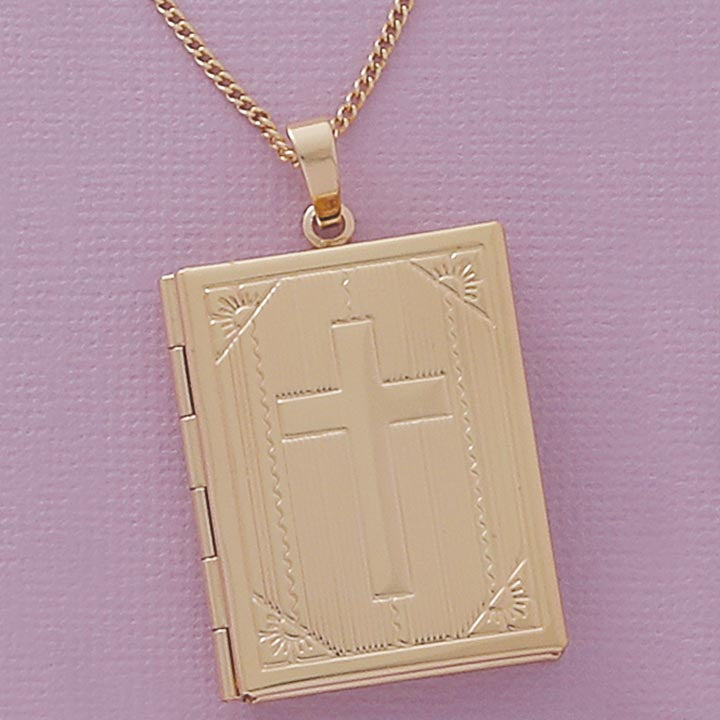 34mm Cross Bible Locket & 20" Necklace Set - X6286