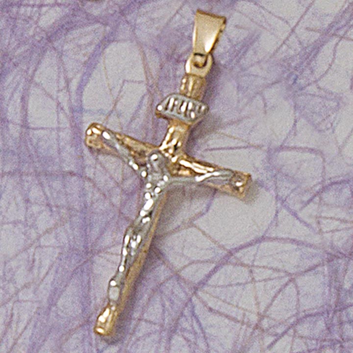 29mm Two-Tone Crucifix Pendant - X5635