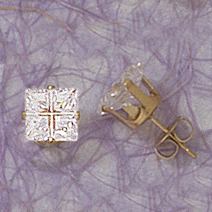 8mm Square CZ Post Earrings - X2153