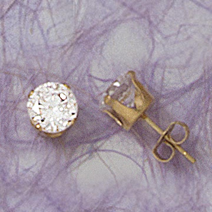 7mm Round CZ Post Earrings - X1118