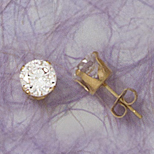 7mm Round CZ Post Earrings - X1118