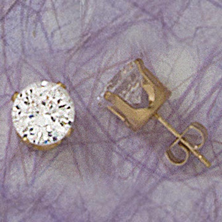 8mm Round CZ Post Earrings - X1120
